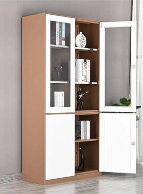 钢制套色文件柜拆财装柜资料柜ASZX4846办玻璃带锁储物柜矮办务公