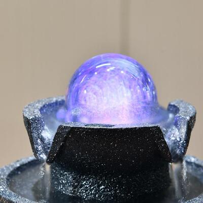 风水轮循流水喷生财八TIS方来财泉装环饰动自可旋转动水晶球山水