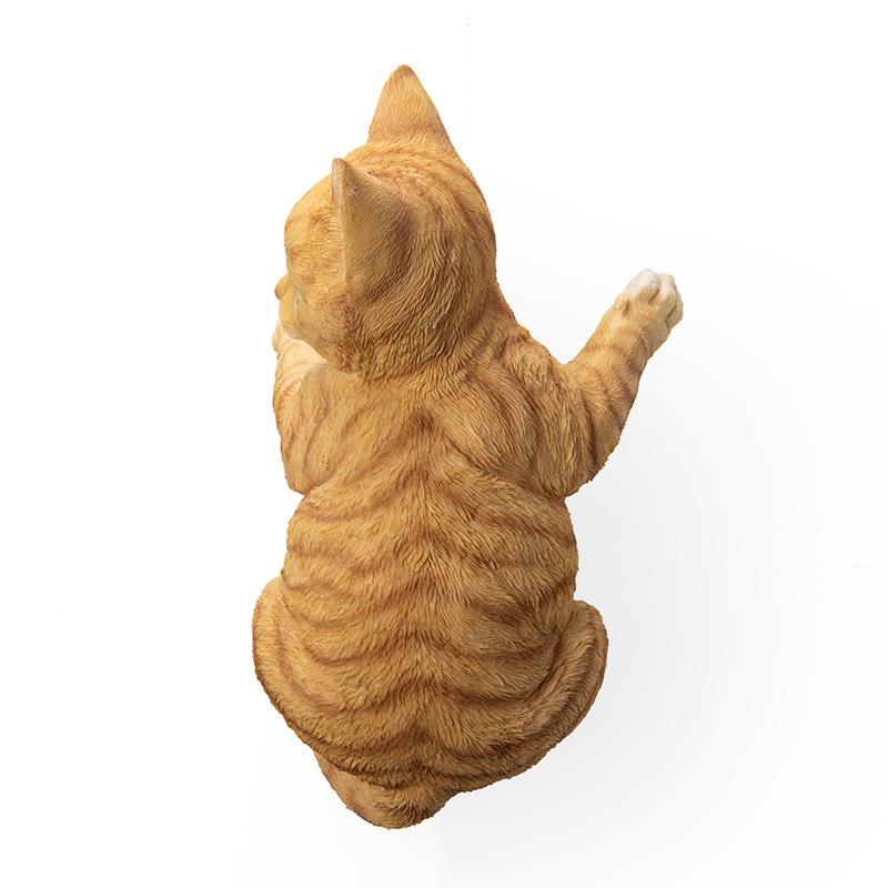 工艺品摆件庭花园猫咪装抱树饰品挂饰仿真动物院猫橘手12984Y工艺