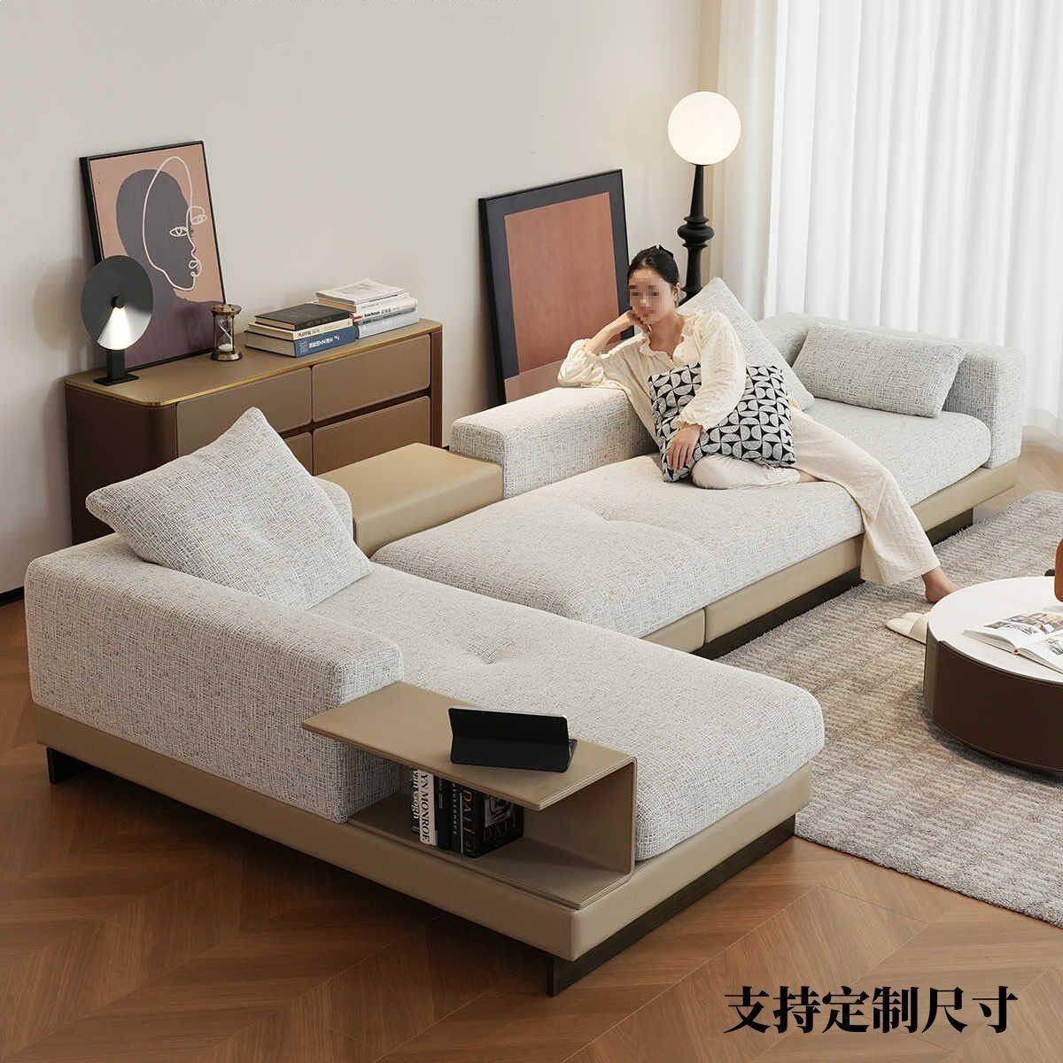 轻奢意式发极简发棉麻端康纳利沙发客沙厅排直布艺沙大810户型沙