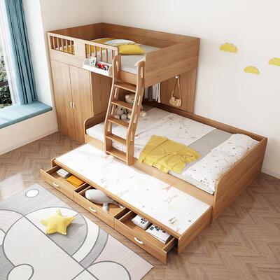 上下床一体式高低上床层EAF小户型儿童层上下铺下铺床两层成人二