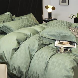 X5L高档出HSO口42支双股长绒棉四缎件套全棉纯0棉贡被套床单笠床