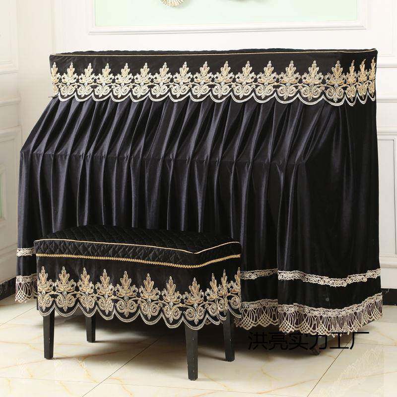 式钢琴罩罩防尘罩全2rAGbEKS罩高档烫墨绿黑色欧丝绒金琴半披盖布