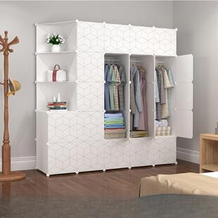 简衣柜易布折叠组装收纳柜子组合塑料出02房宿租舍加钢架拼装粗衣