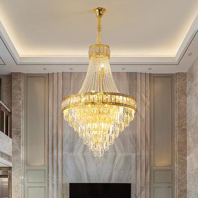 别0825墅复式楼大吊灯楼长吊灯lo梯f晶t公寓现代简约轻水挑空客厅