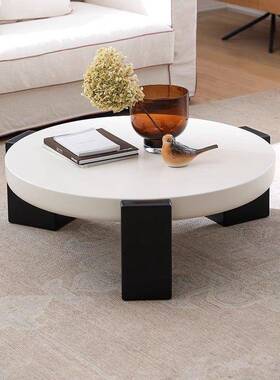 新款奶油小型茶客厅岩板现创代轻奢简约家用圆户形意几RYW组合