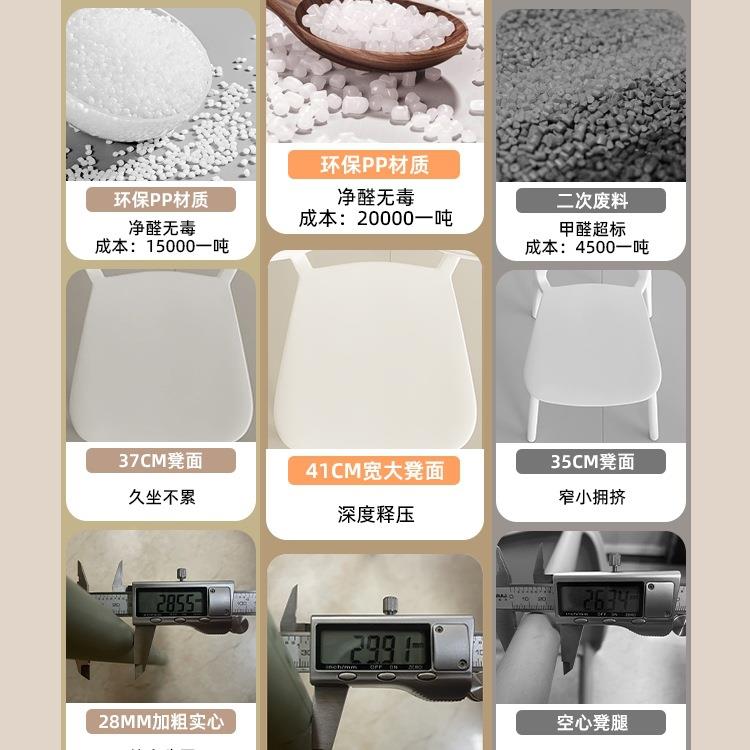 可叠放餐桌靠椅加厚塑料家用现代简约背椅子奶油凳子餐厅餐985椅