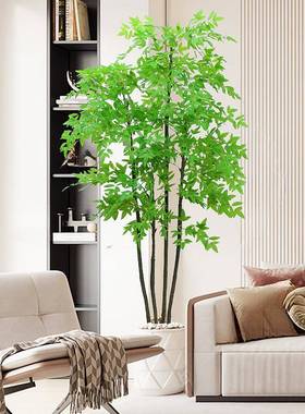 仿生植物南天竹轻绿假花室树内大QII型盆栽客厅装奢饰落地摆件植