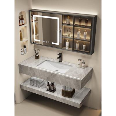 家居酒店轻奢双层岩板台面浴室柜组合现代简约一体盆广东潮州