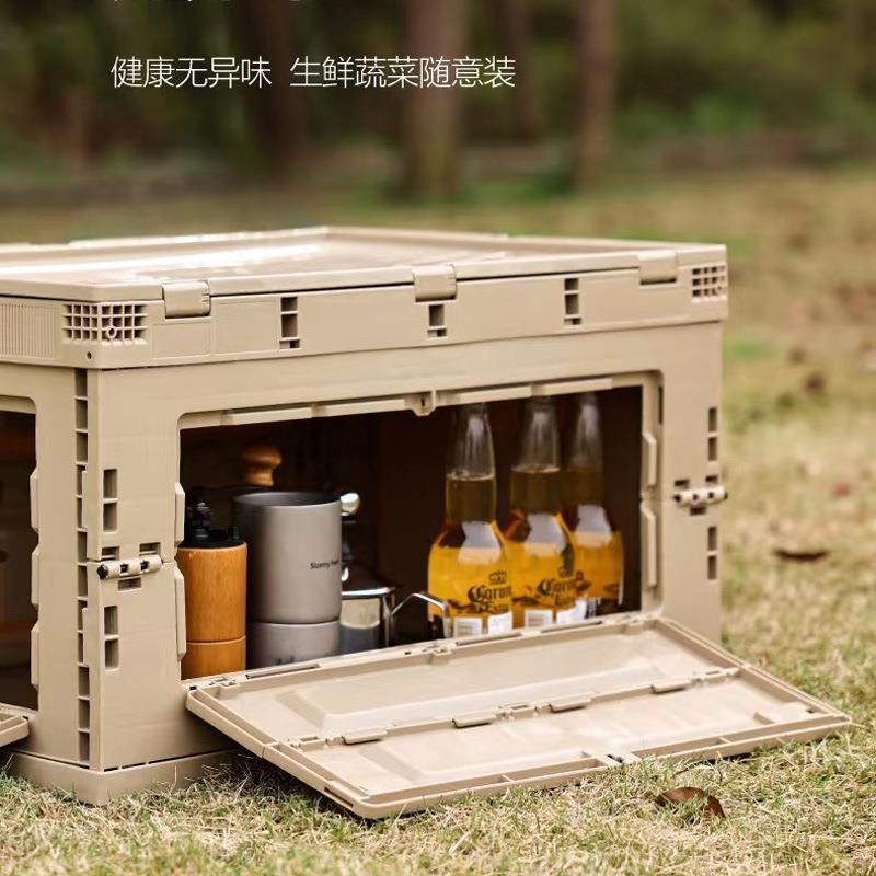 用工厂塑开料折叠收纳箱家大容量储物箱户外野理JX-T60L营双门整