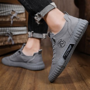 Ice Silk Casual Mens Flat Shoes Gray Summer Cloth