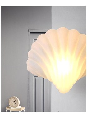 Nordic White Shell Wall Lamps Modern Living Room Background