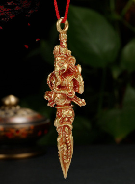 尼泊尔纯铜象鼻天财神吊坠障碍神毗那也迦吊坠挂饰车挂