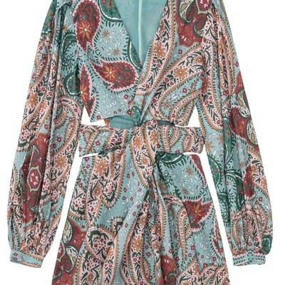 好货Zevity Women Vintage V Neck Cashew Nuts Floral Print Chi