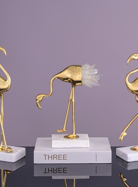 现代轻奢创意摆件现代火烈鸟新中式家居装饰品客厅玄关样板房摆设