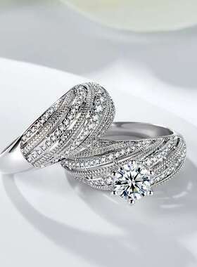 极速Hand Jewelry Luxury Double Set Ring High-grade Zircon Go