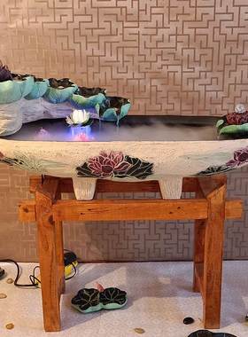 大型假山流水喷泉摆件客厅风水轮鱼缸创意加湿器开业招财落地水景