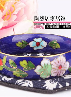 极速北京景泰蓝无开口手镯传统工艺复古手环铜胎珐琅镀金面宽20mm