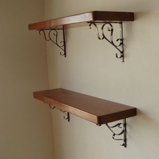 0A墙上置物架壁挂架多层实木书架一字复古隔板台板桌面上墙搁板定