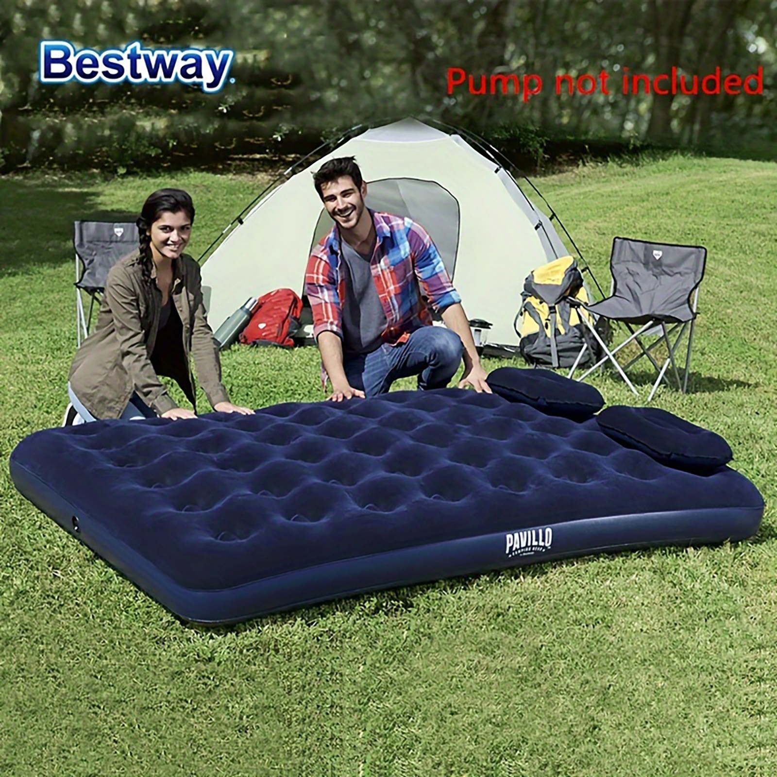 Bestway67374双人加大充气床垫送手泵枕头防潮睡垫露营便携床
