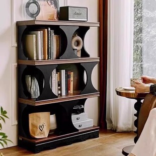 哈迪德法式复古书房实木书柜中古客厅多层置物展示柜入户玄关柜子