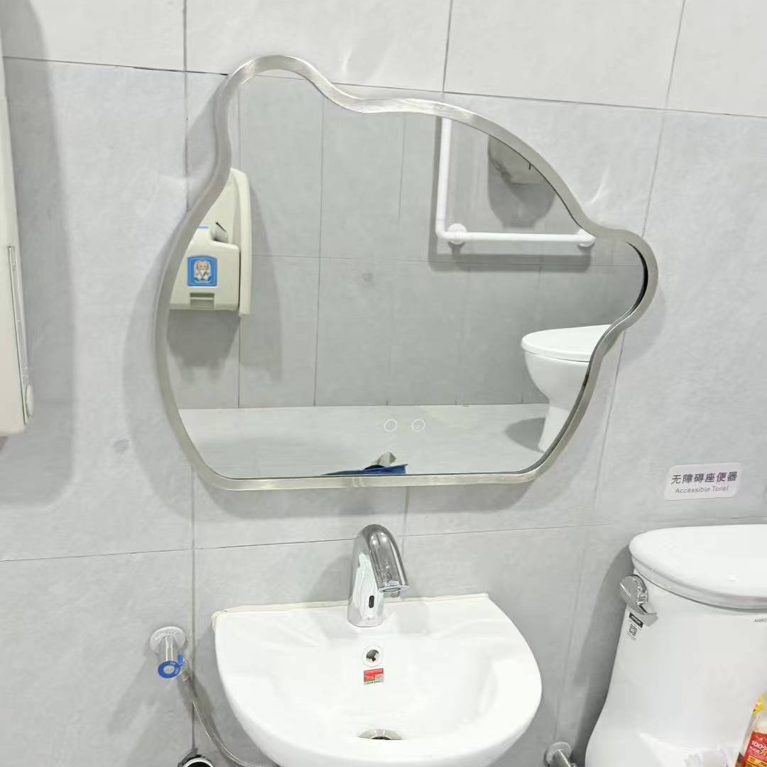 复古圆形LED免打孔浴室镜
