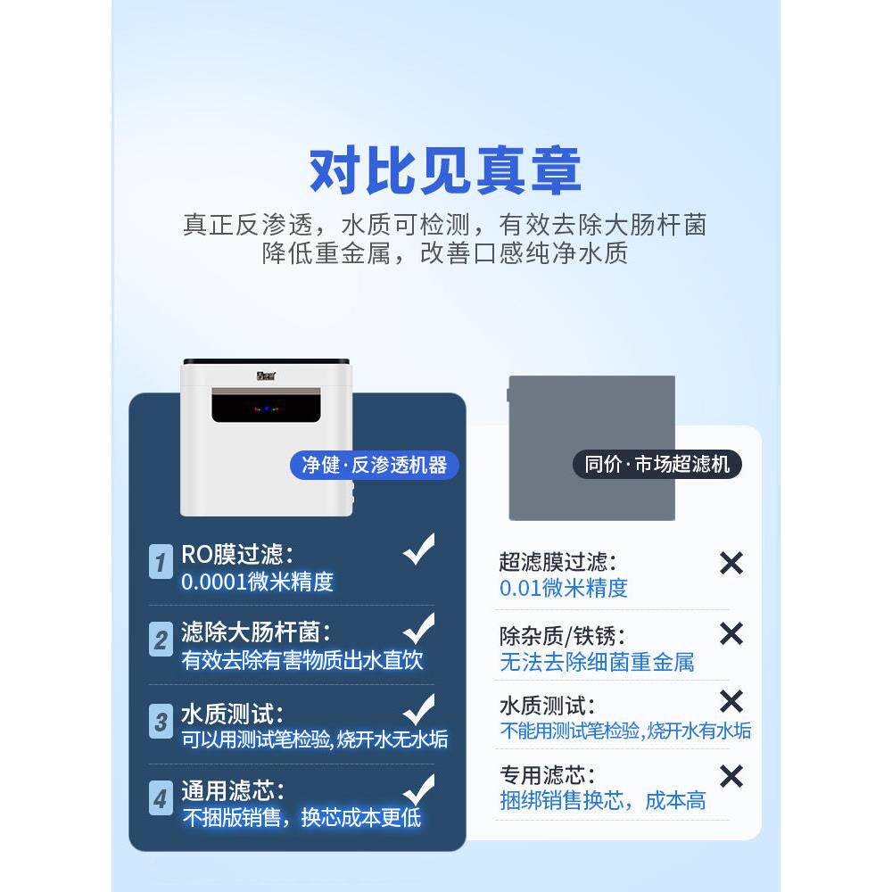 净器家直饮r反渗透自来o水水用纯水机壁挂jj-200k厨下式厨房过滤