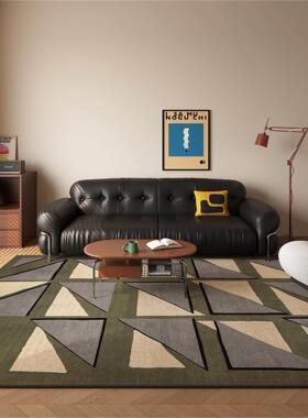 客厅地毯蓝色中地古包豪轻奢高级免感沙发斯HEH茶几毯防水洗可擦