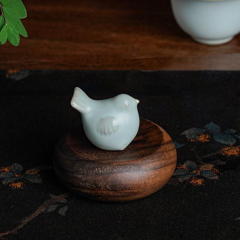 汝茶宠茶窑天桌小摆件景德镇陶瓷茶玩精品青色瓷FHB茶道汝配件小