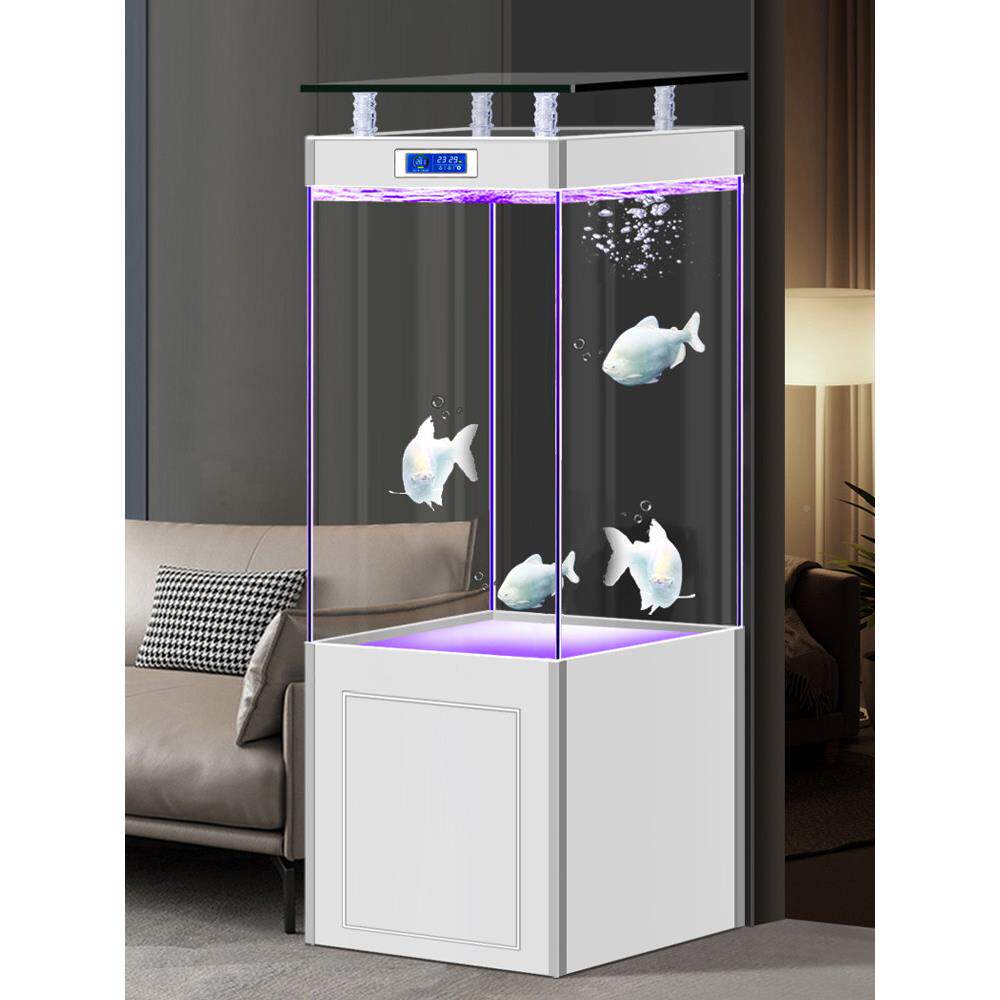 0200015新型金晶2超白过玻璃底滤龙鱼缸客厅家用大懒中型立式鱼缸