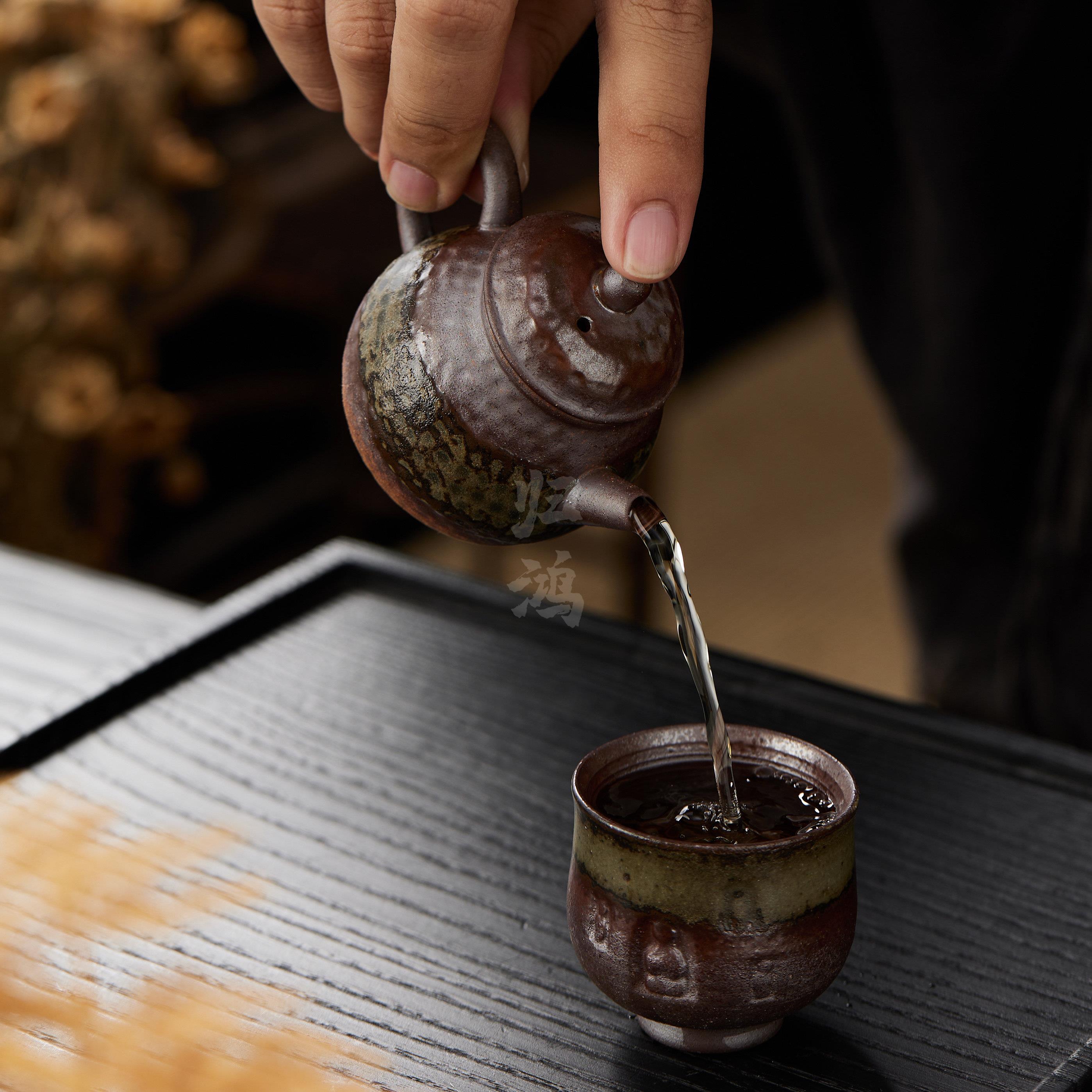 手工泡茶家用茶壶迷你小壶清水柴1过泡滤茶壶敦煌文烧手创抓壶