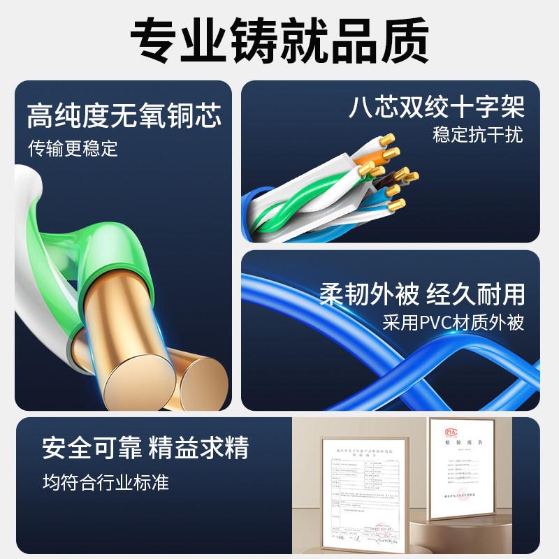 六类控网线监专用无网路带家用室内电脑氧铜/网路线电脑6连接线
