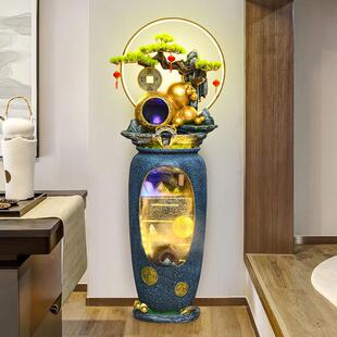 饰流摆件PMR循水环水招财客厅装落地大假水山景办公室风水轮开 业