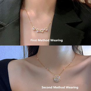 Four Neckl 极速New Heart Magnetic Pendant Clover Design leaf