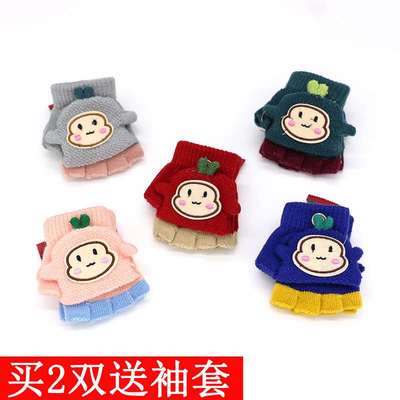 厂家宝宝手套冬天0-1-3岁半指五指小孩爬行幼儿童漏指薄婴儿手套