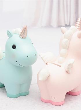 摆件家居装饰生日礼物女孩独角兽存钱罐大号少女心儿童纸币存钱筒
