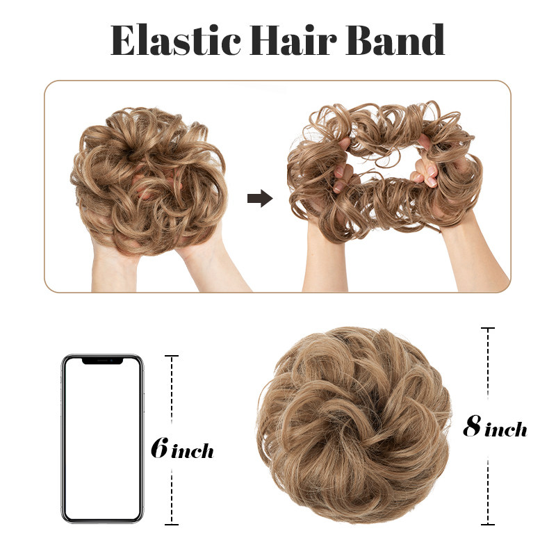 Synthetic Messy Hair Bun Extensions 55g Big Curly Elastic Ha