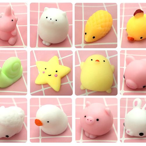 10Pcs All Different Cute Mochi Squishy Cat Slow Rising Squee