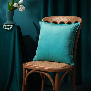 橄榄墨绿色天鹅绒轻奢抱枕沙发客厅复古靠枕床头靠背垫套不含芯