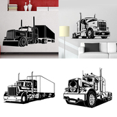 箱运输车库墙面装 极速55款 卡车墙贴画重型大货车集装 半挂式 饰 美式