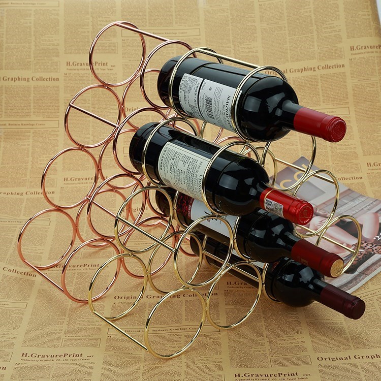 好货卧室实用玄关厚实红酒小型单个金色六边形酒架摆件创意现代简