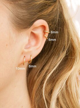 4pair/Lot 6/8/10/12mm Stainless Steel Round Circle Hoop Earr