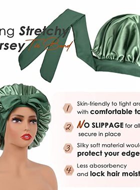 YANIBEST Satin Bonnet Silk Bonnet for Sleeping Double Layer