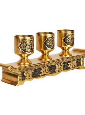 l招财进主贡杯台 具佛堂用品 佛拜神供奉用品拖供台纯 铜贡台M