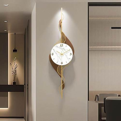 现代简约钟表挂钟客厅家用时钟挂墙创意轻奢极简格栅装饰静音挂表