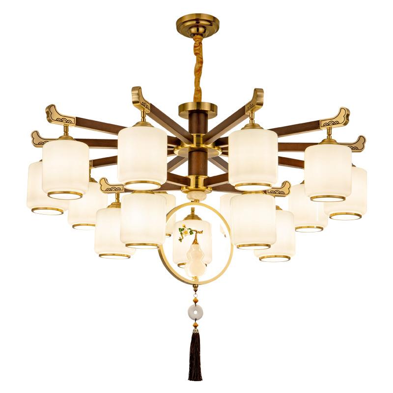 新中铜式全吊灯客厅餐6厅禅意茶中国风实木室禅意书房大厅灯具308