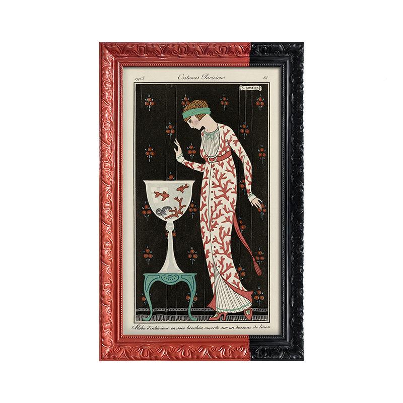 法式复玄关装饰画法复古小众B-560古艺式术高级感挂画美式人物摩