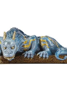 彩铜镇水兽摆件办公室桌面吸水兽蚣蝮摆设家居玄关装饰工艺礼品