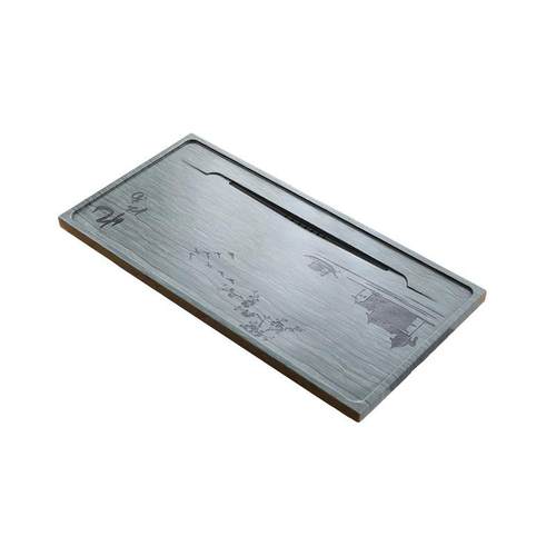 天然木纹石茶盘排水家用简约现代客厅石盘石头单盘整块石茶台拖盘