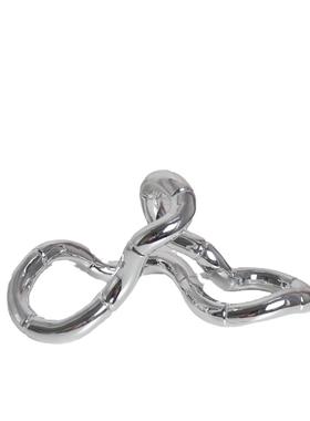 现代轻奢电视柜摆件家居客厅创意银色缠绕环形摆设样板间软装饰品